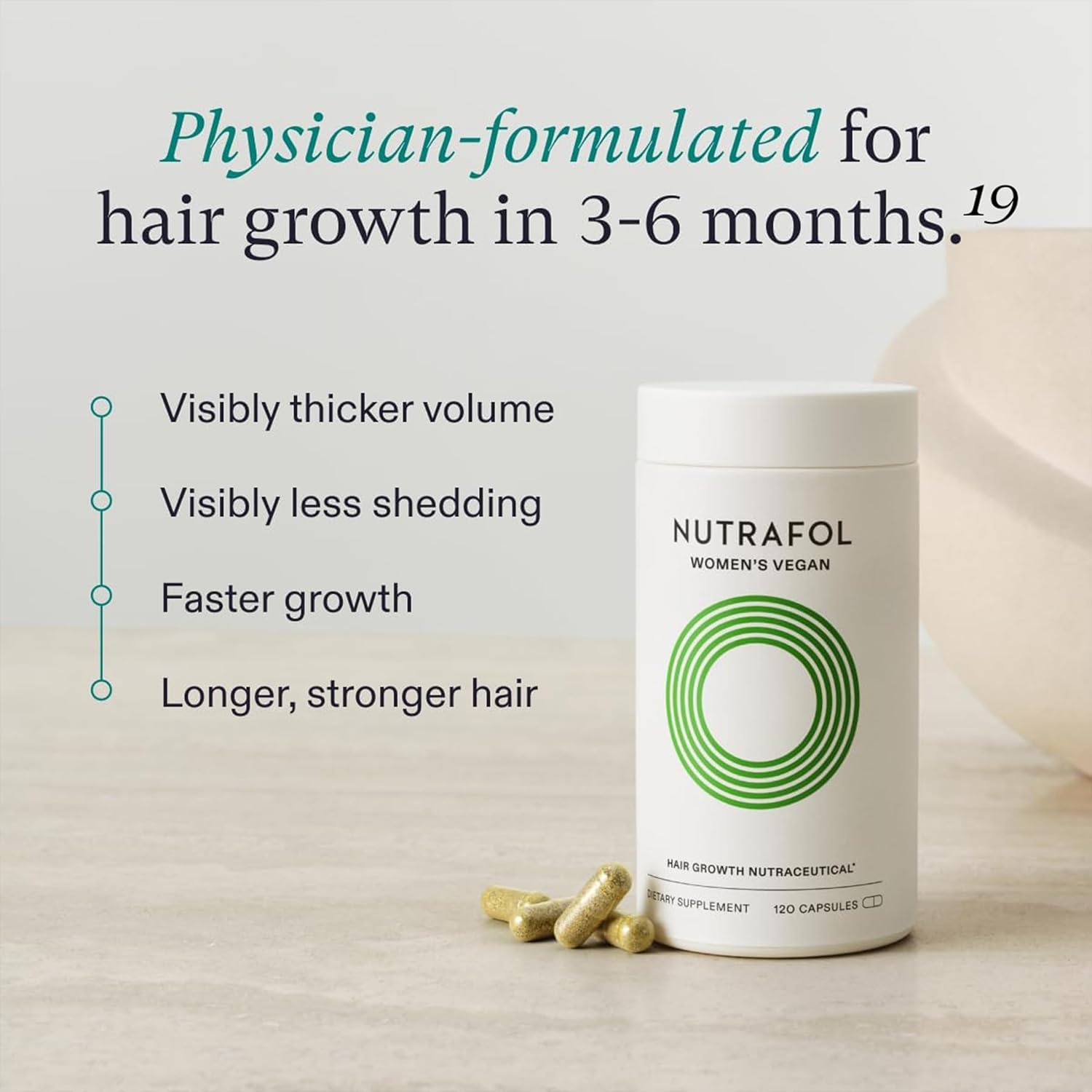 Nutrafol VEGAN Womans Hair Growth Supplement, 3-Month Supply, For Women 18-44 Years Old, Pack of 3 - Image 4